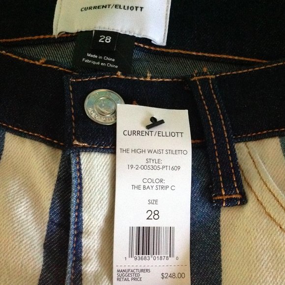 Current Elliott High Waist Stiletto In Bay Stripe - Picture 7 of 9